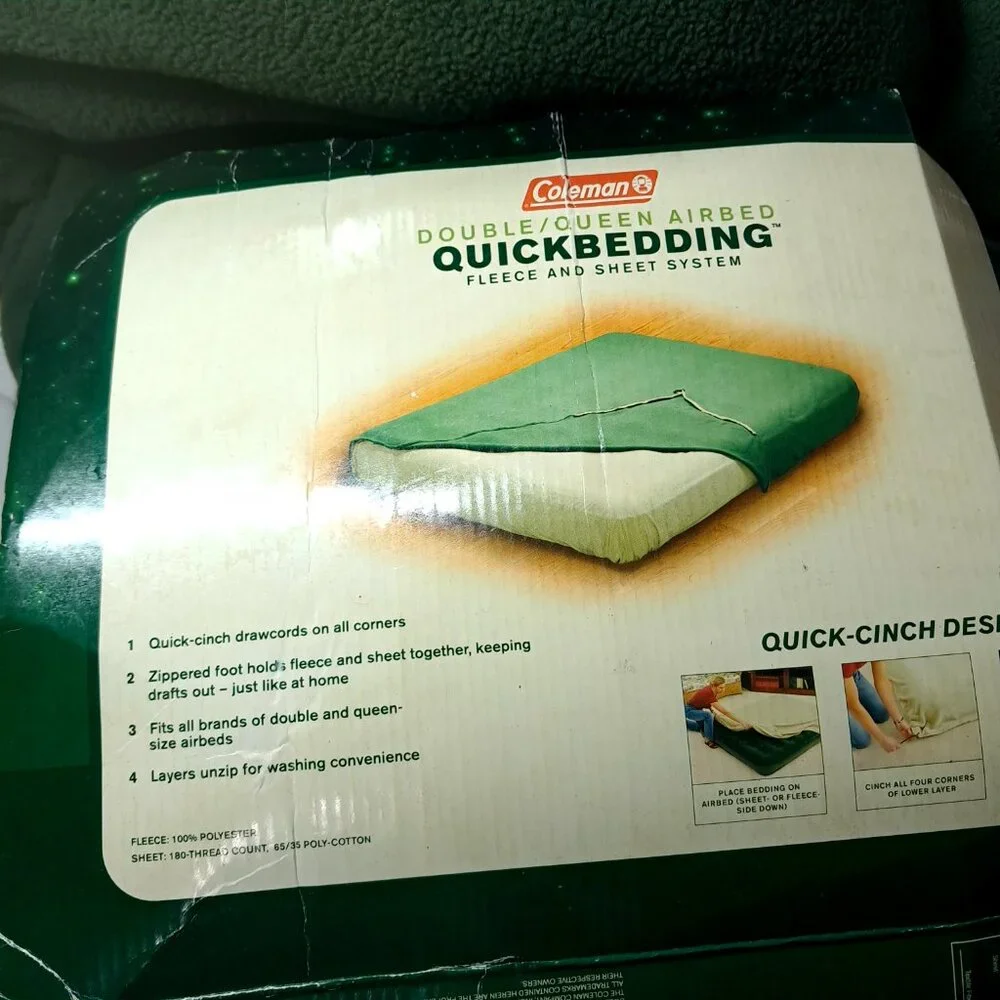 Coleman Quickbedding Double Queen full Airbed Fleece Sheet System‎ Green camping